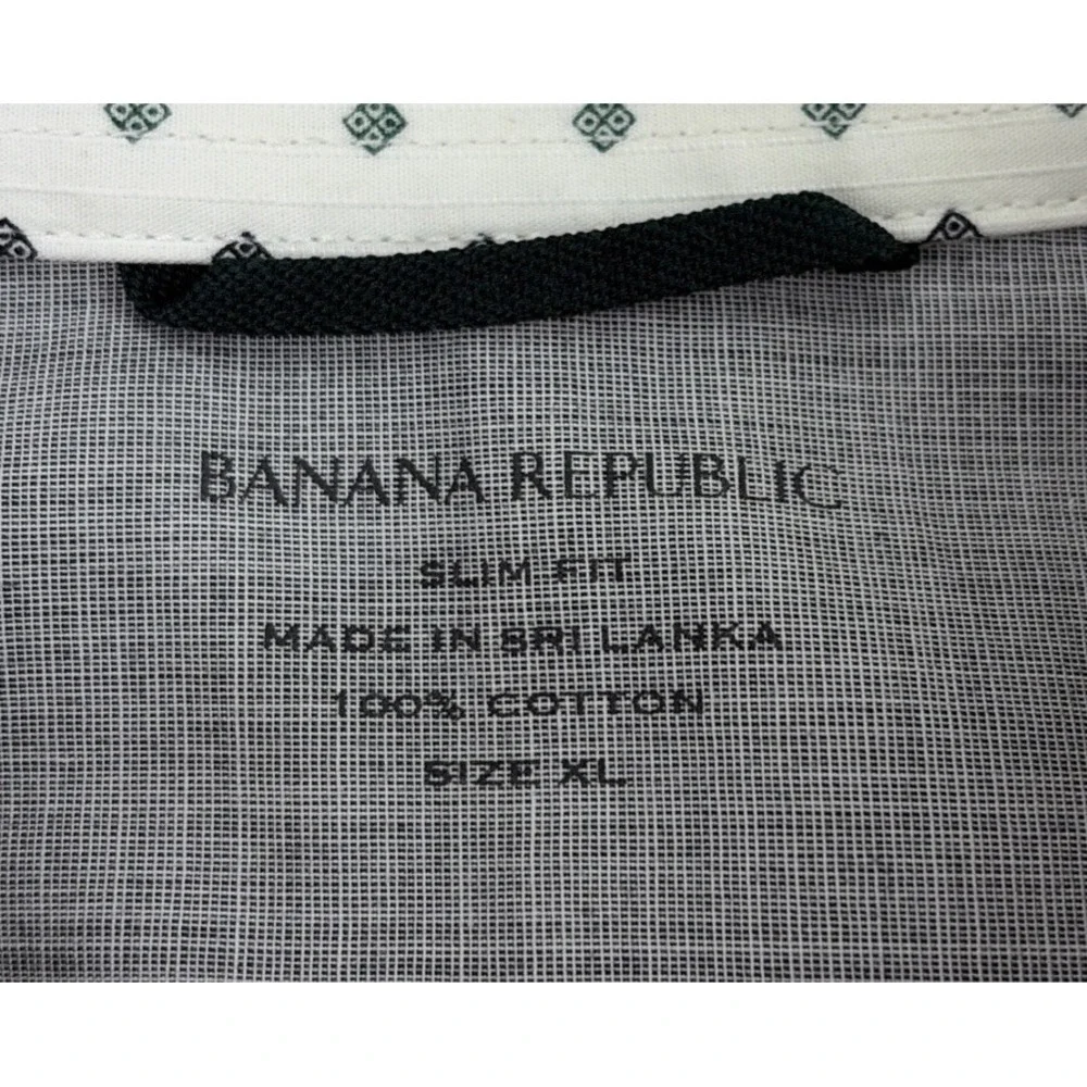 Banana Republic Slim Fit Men's XL White Diamond Print Long Sleeve Shirt EXC